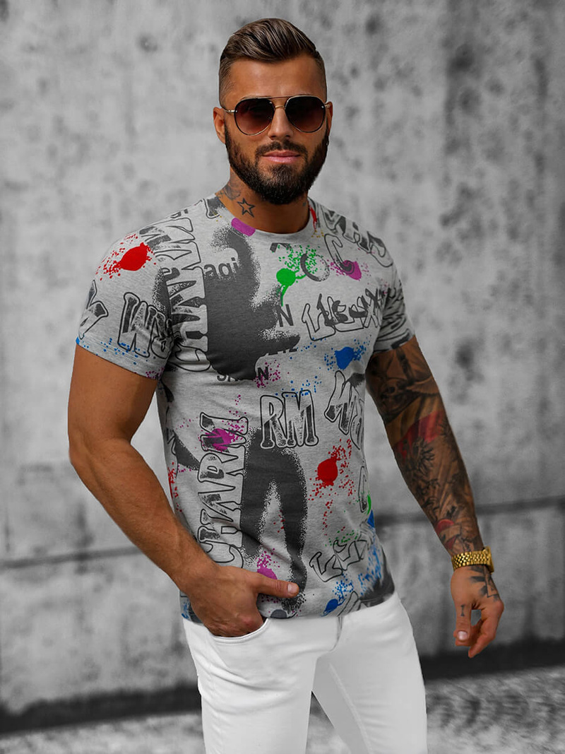 Férfi Póló Szürke OZONEE JS/8T967