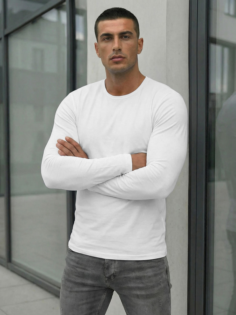 Férfi hosszú ujjú póló fehér OZONEE JS/DB71/2
