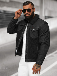 Férfi farmer dzseki SHERPA fekete OZONEE NB/MJ533NZ