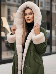 Női téli kabát zöld OZONEE JS/M763/136Z