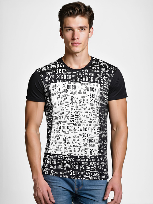 Férfi Póló Fekete OZONEE O/T122/3Z