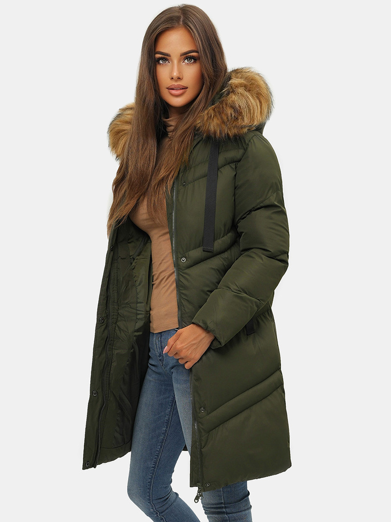 Női téli kabát Sötét-Zöld OZONEE JS/M731/136