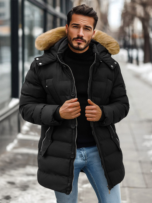 Férfi Steppelt Kabát Fekete OZONEE JS/5M3122/392Z