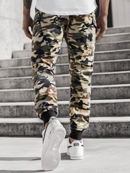 Férfi nadrág jogger Bézs – Terepmintás OZONEE O/11103