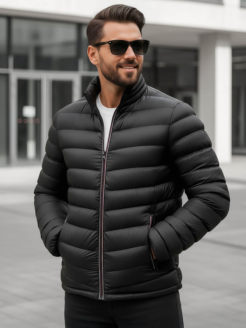 Férfi átmeneti kabát fekete OZONEE JS/SM71Z