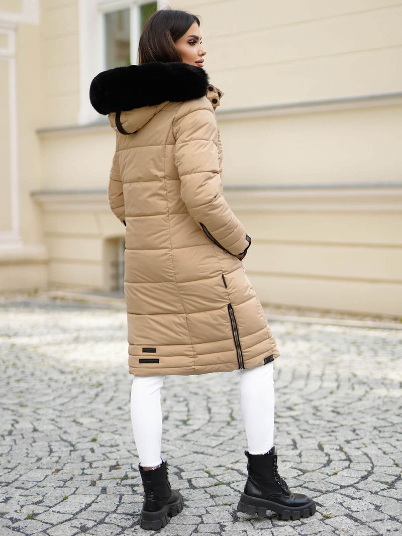 Női téli kabát bézs OZONEE O/W377Z