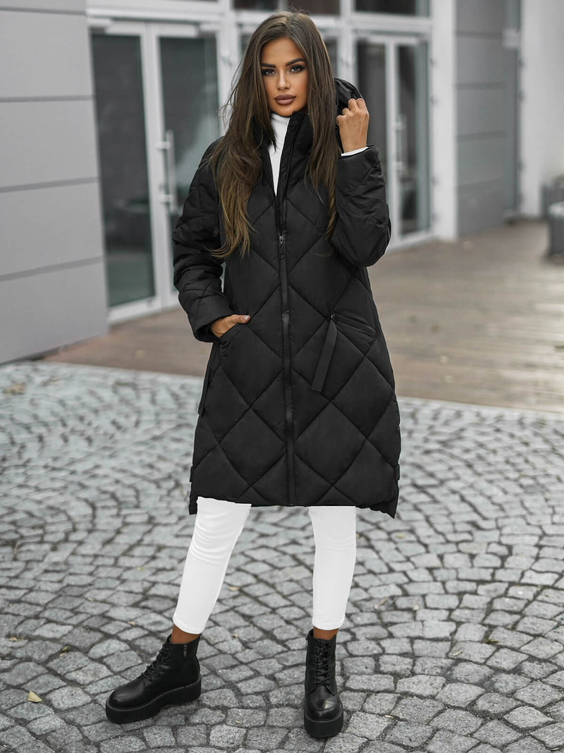 Női téli kabát fekete OZONEE JS/5M3168/392Z