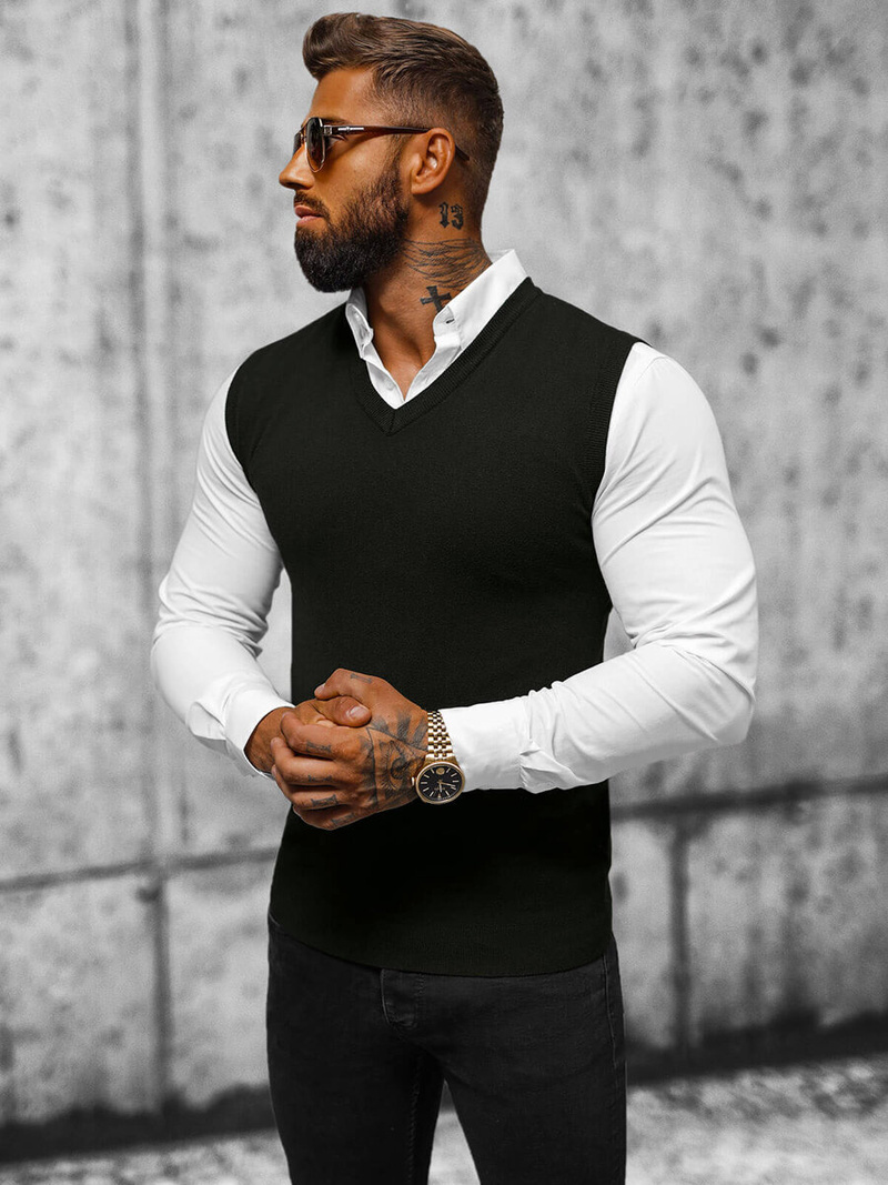 Férfi Pulóver Fekete OZONEE NB/MM6005/4Z