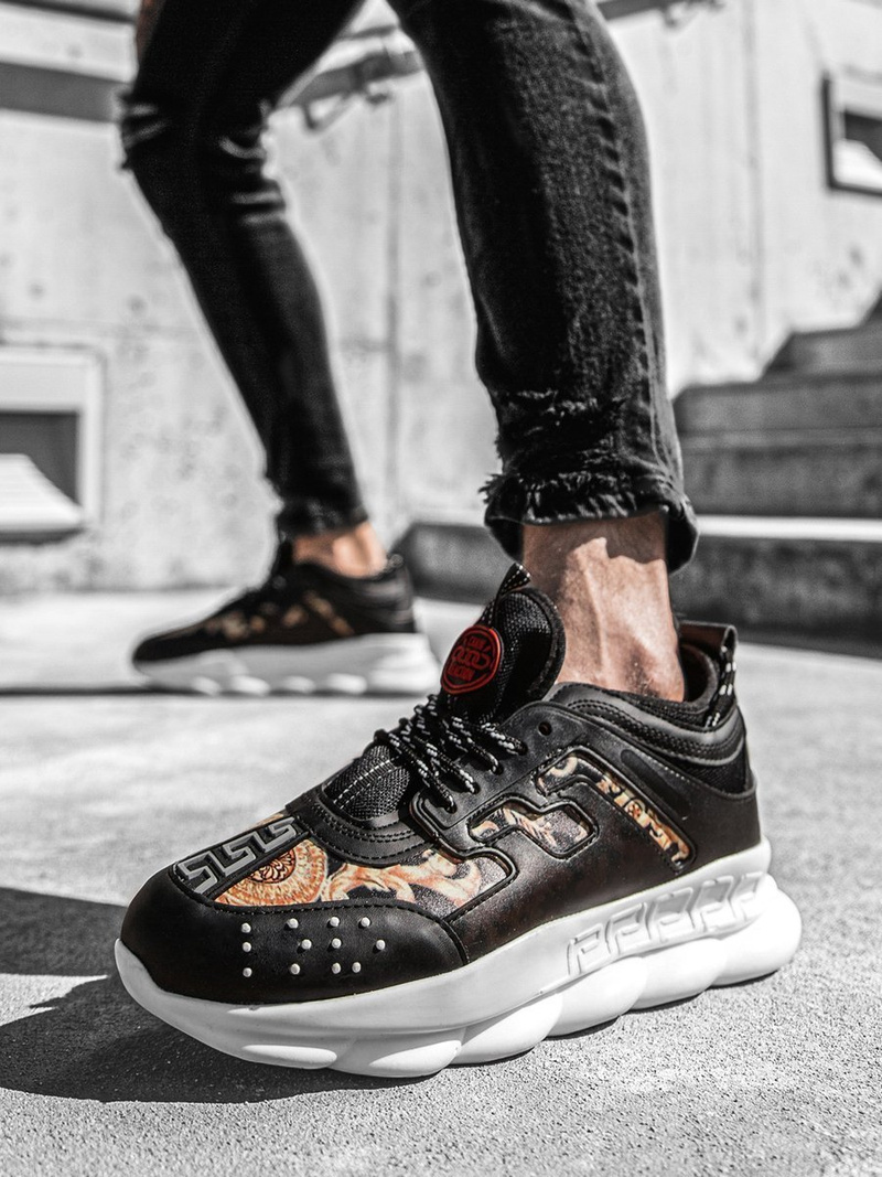 magas sneakersek fekete-bézs OZONEE G/2020