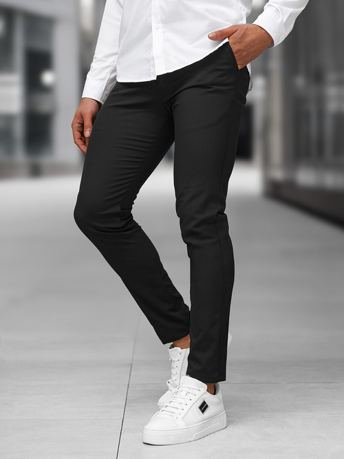 Férfi chino nadrág fekete OZONEE DJ/5526Z