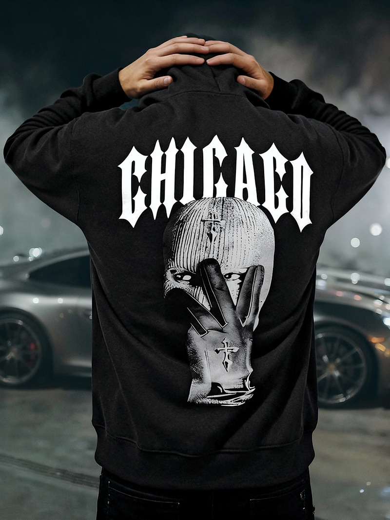 Férfi kapucnis felső fekete OZONEE JS/21B1903/3