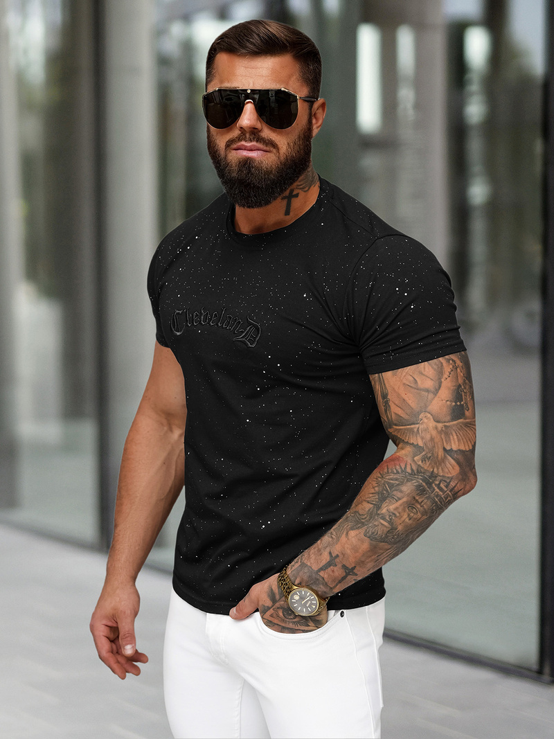 Férfi Póló Fekete OZONEE O/QQ1386