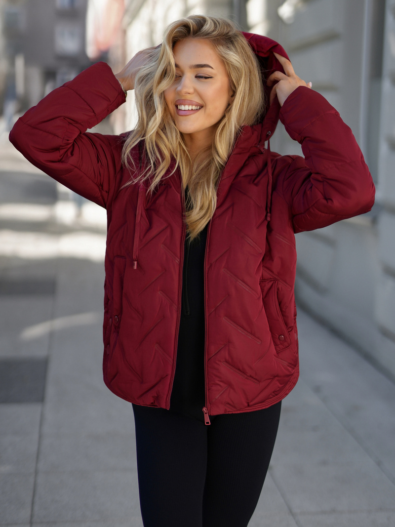 Női téli kabát burgundia OZONEE JS/16M9300/06