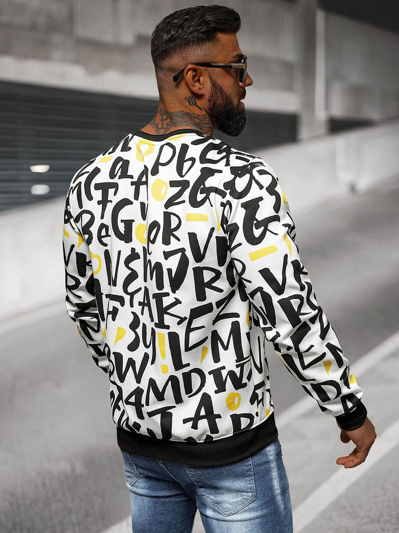 Férfi Pulóver Fehér OZONEE JS/8B1220/1