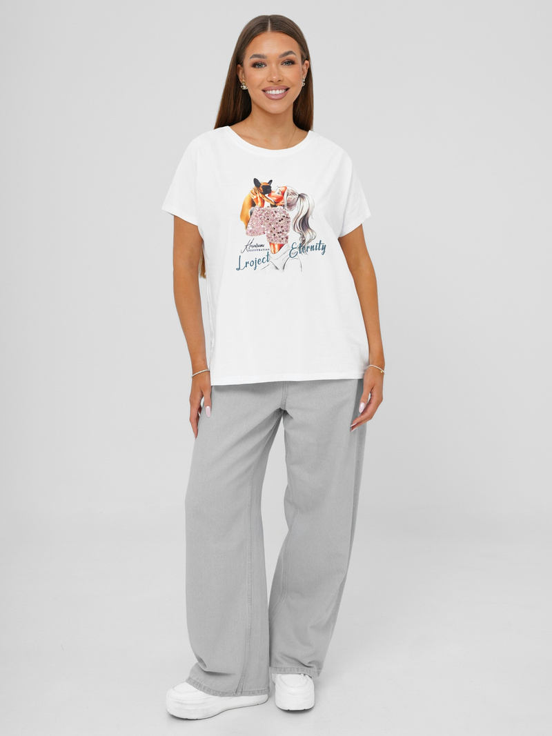 Női polo fehér OZONEE JS/95T2575/1