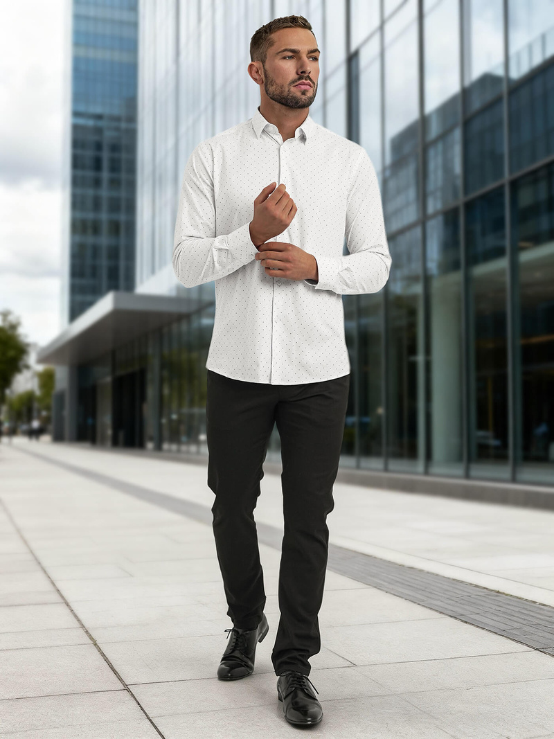 Férfi Ing Fehér OZONEE V/V185