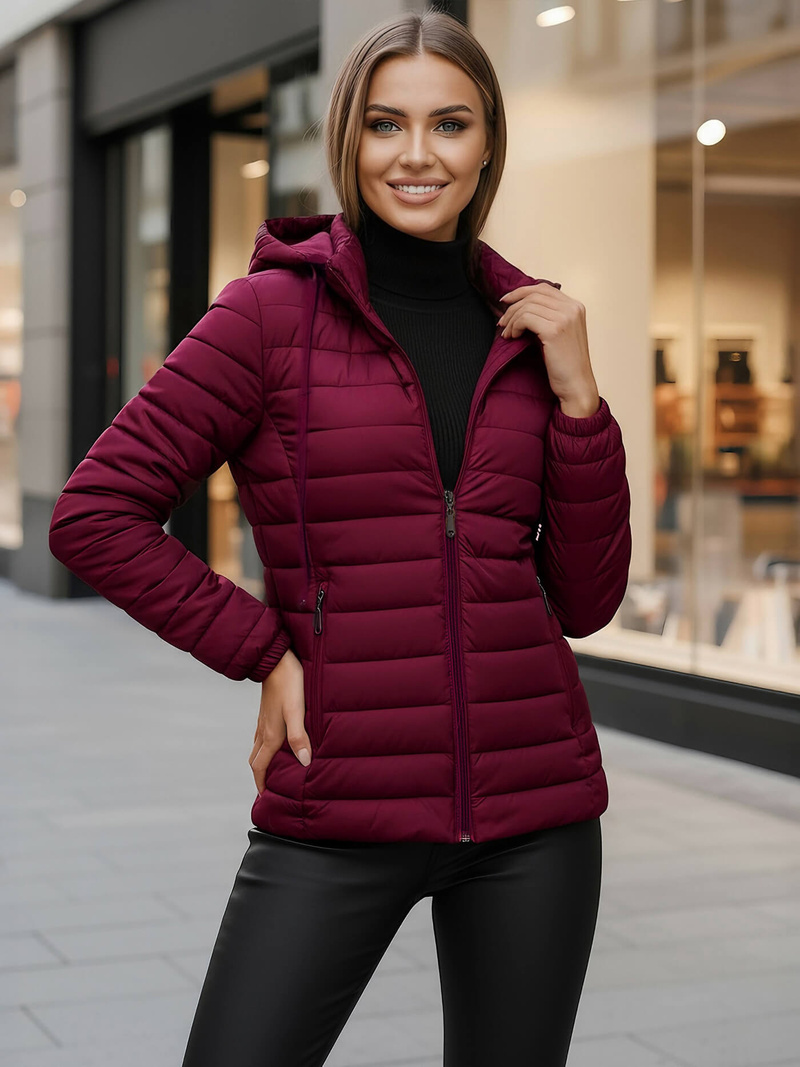 Női kabát bordó OZONEE JS/16M9103/01Z