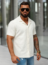 Férfi ing rövid ujjal ecru OZONEE O/B2258