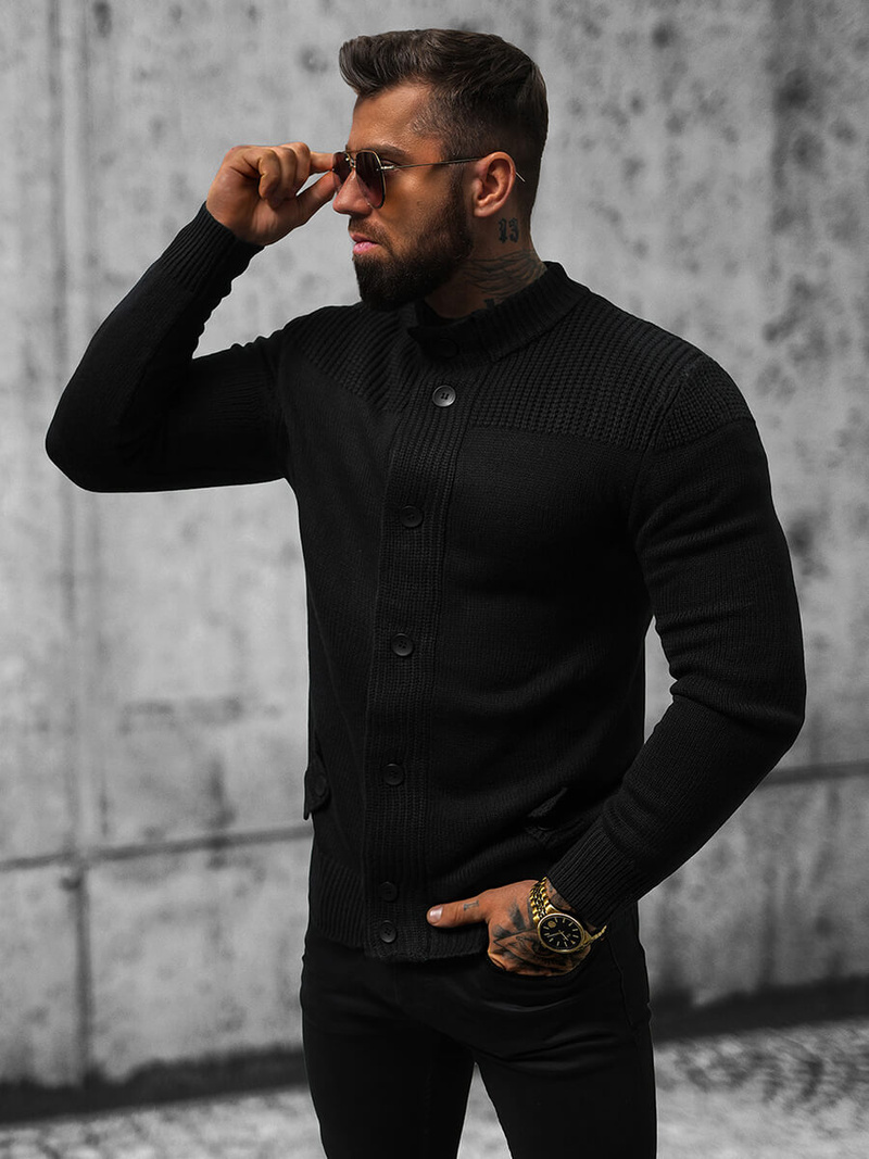 Férfi Pulóver Fekete OZONEE NB/MM6011/4