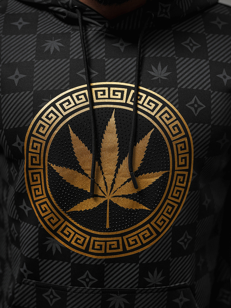 Férfi kapucnis pulóver fekete OZONEE O/B265