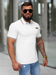 Férfi galléros póló fehér OZONEE NB/MT3144