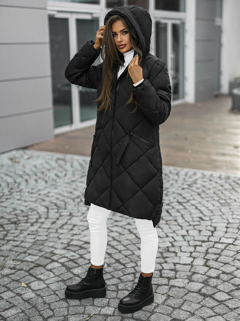 Női téli kabát fekete OZONEE JS/5M3168/392Z