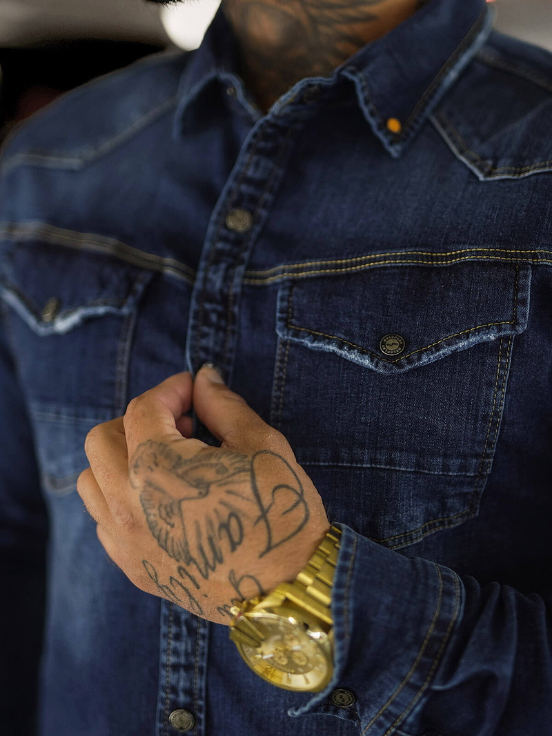 Férfi farmer ing kék OZONEE O/51412