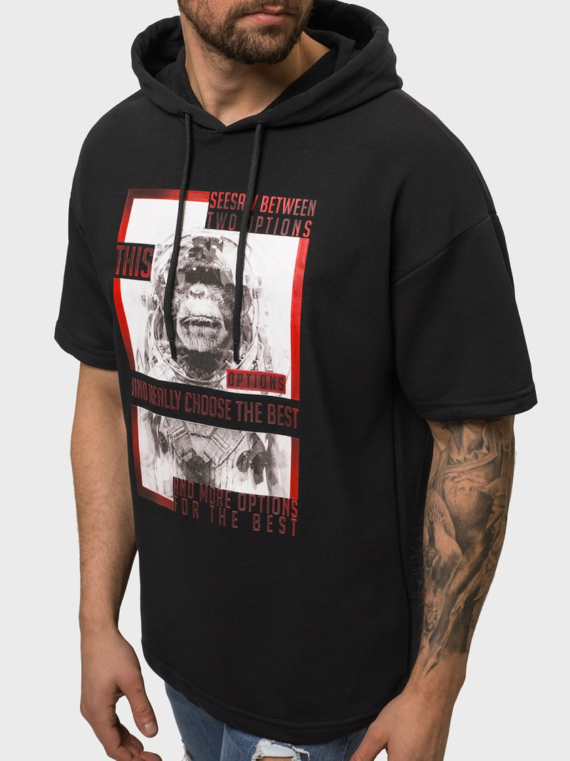 Férfi pulcsi kapucnival Fekete OZONEE B/20402010