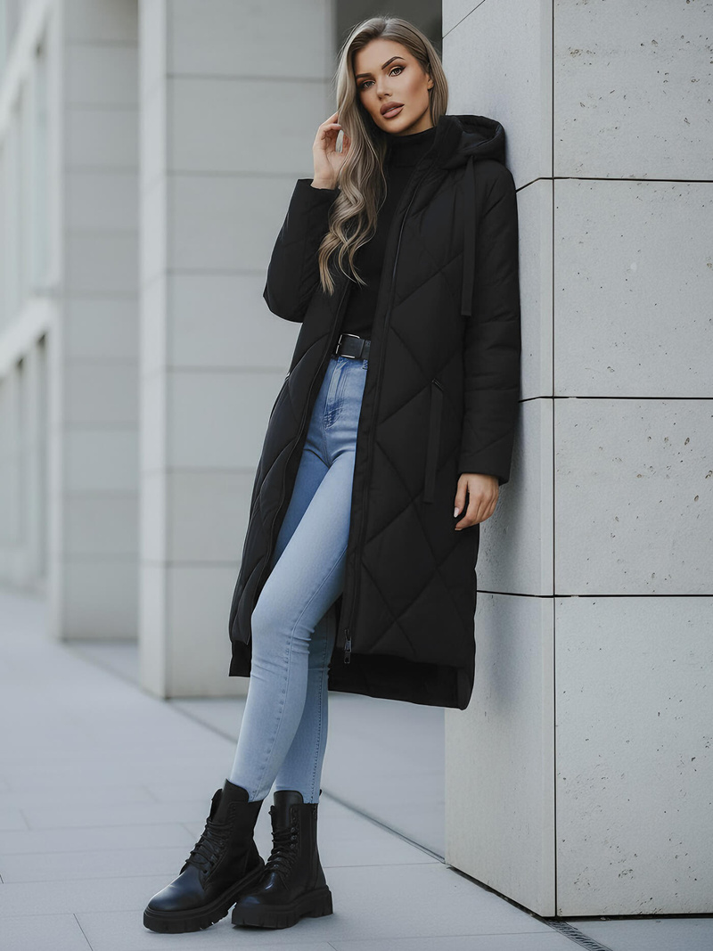 Női téli kabát fekete OZONEE JS/5M3168/392Z