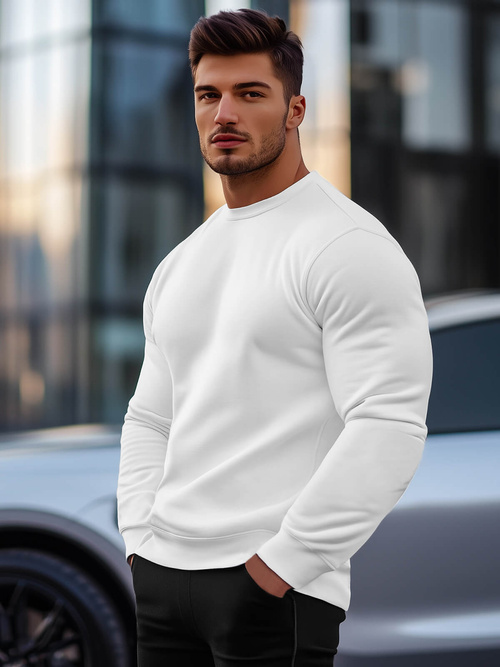 Férfi pulóver fehér OZONEE JS/2001-10Z