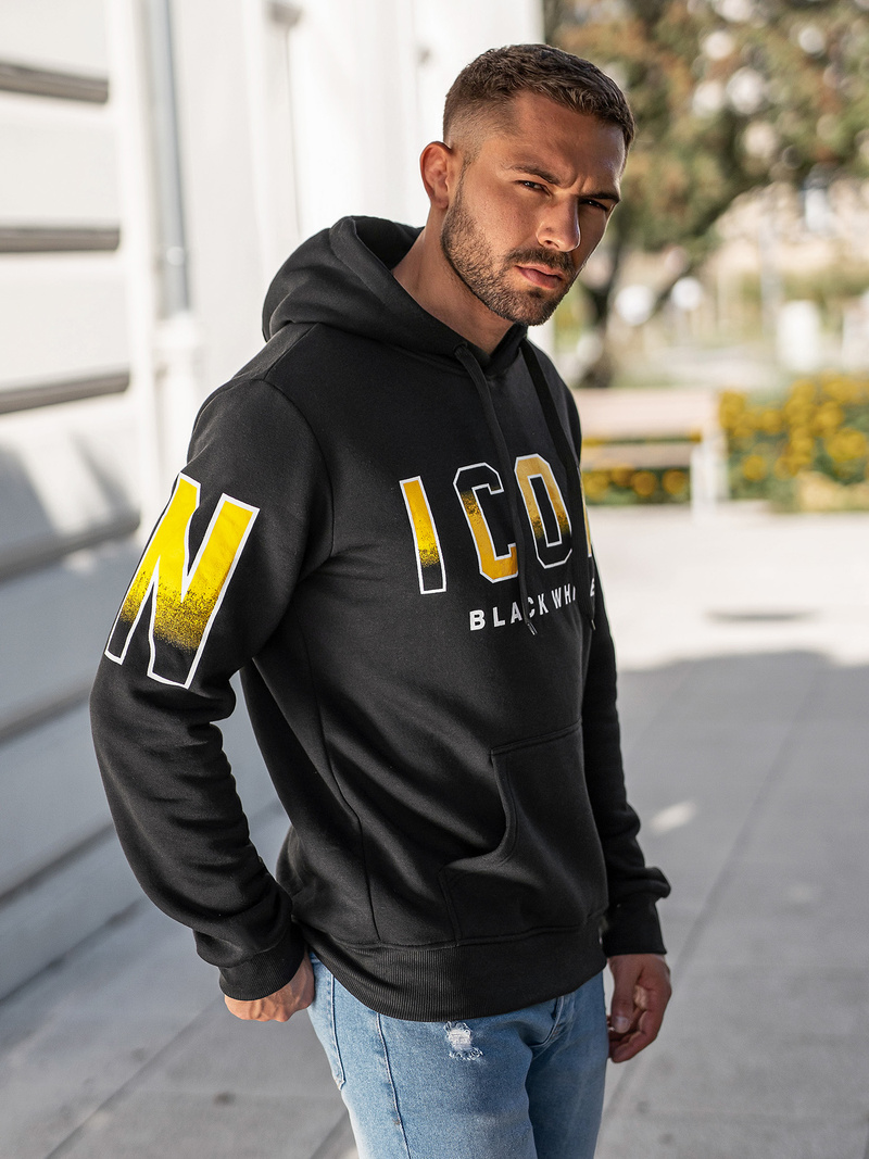 Férfi kapucnis felső fekete OZONEE JS/8B1739/3