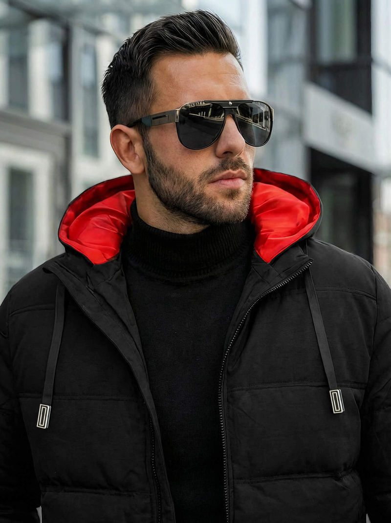 Férfi kabát fekete OZONEE JS/31M5003Z