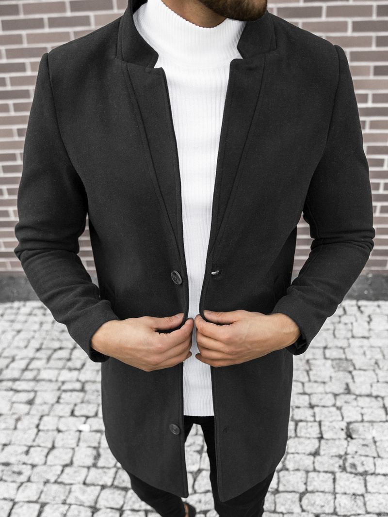 Férfi szövetkabát fekete OZONEE O/5628