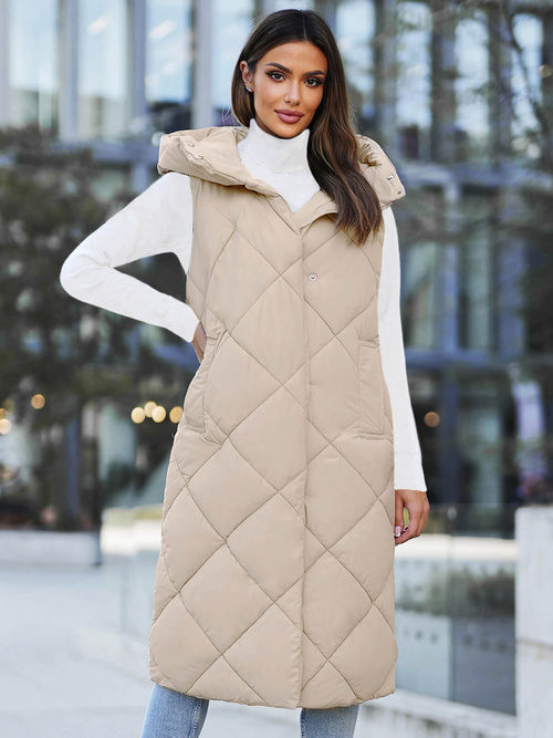 Női Hosszú Mellény Bézs OZONEE JS/5M3165/62