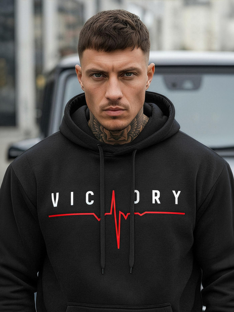 Férfi kapucnis felső fekete OZONEE JS/8B1757/3