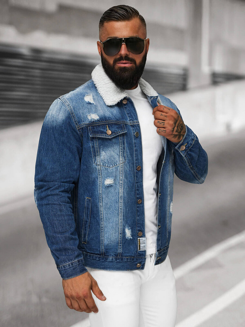 Férfi farmer dzseki SHERPA kék OZONEE NB/MJ502BZ