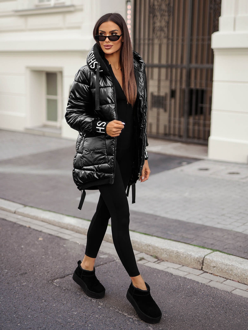 Női téli kabát fekete OZONEE JS/5M3188/392Z