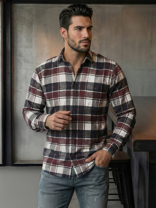 Férfi Ing Bordó OZONEE V/V174Z