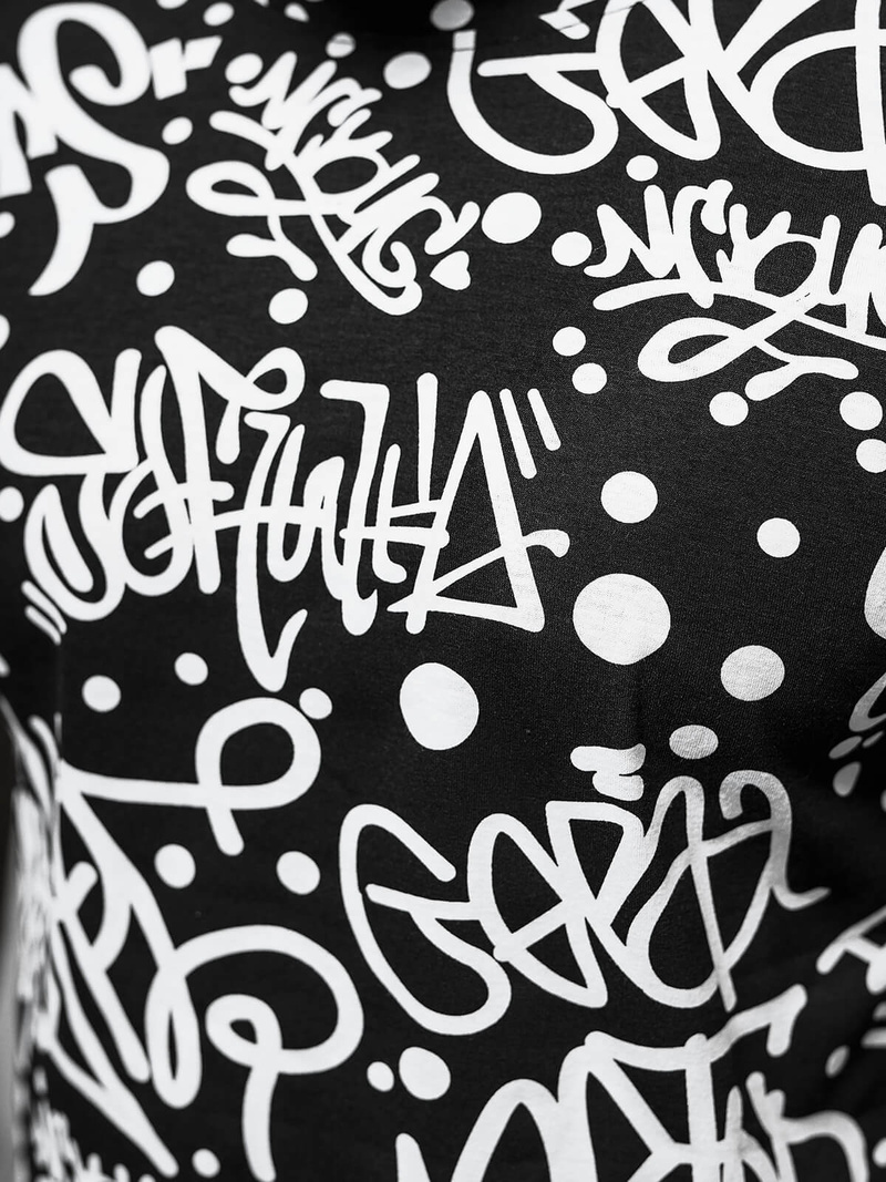 Férfi Póló Fekete OZONEE JS/8T1216/3