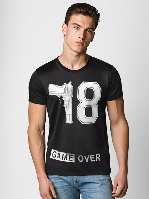 Férfi Póló Fekete OZONEE O/T123/3Z