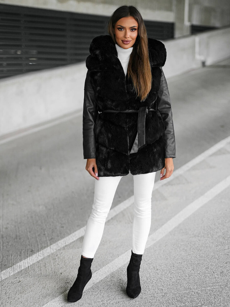 Női téli kabát fekete OZONEE JS/11Z8090Z