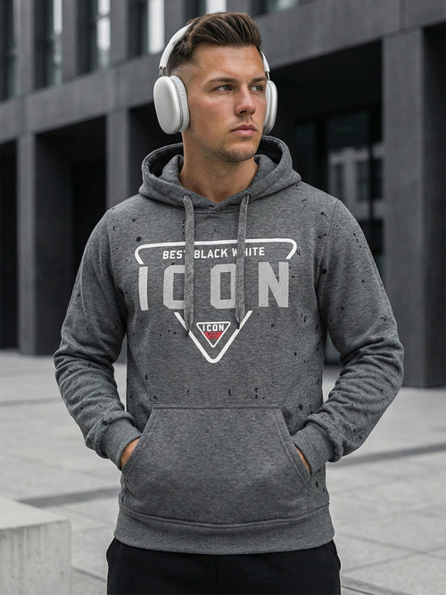 Férfi kapucnis felső grafit OZONEE JS/8B1737/5