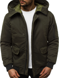 Férfi téli kabát sötét-zöld OZONEE JS/2019005