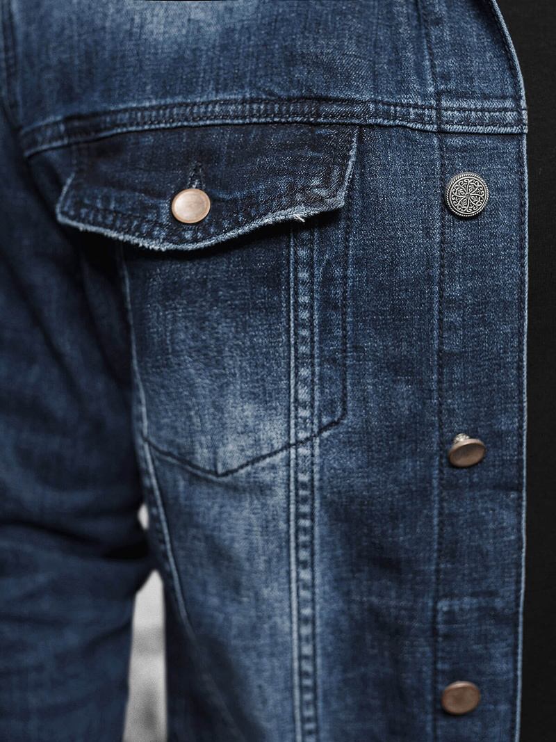 Férfi Farmer Dzseki SHERPA Sötét-Kék OZONEE NB/MJ516BSZ