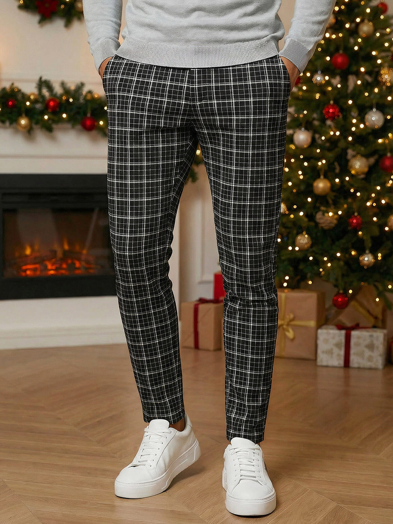 Férfi chino nadrág fekete OZONEE DJ/5515Z