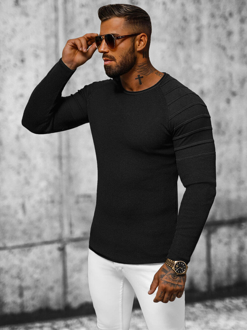 Férfi Pulóver Fekete OZONEE L/2500