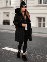 Női téli kabát fekete OZONEE JS/5M3156/392Z