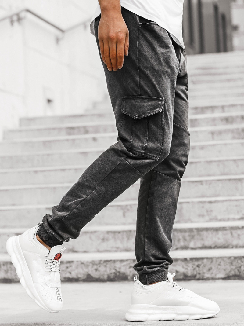 Férfi farmer jogger nadrág Fekete OZONEE JS/KK1110-2