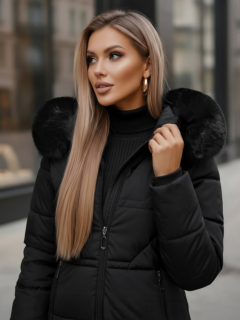 Női téli kabát fekete OZONEE JS/16M9099/392Z