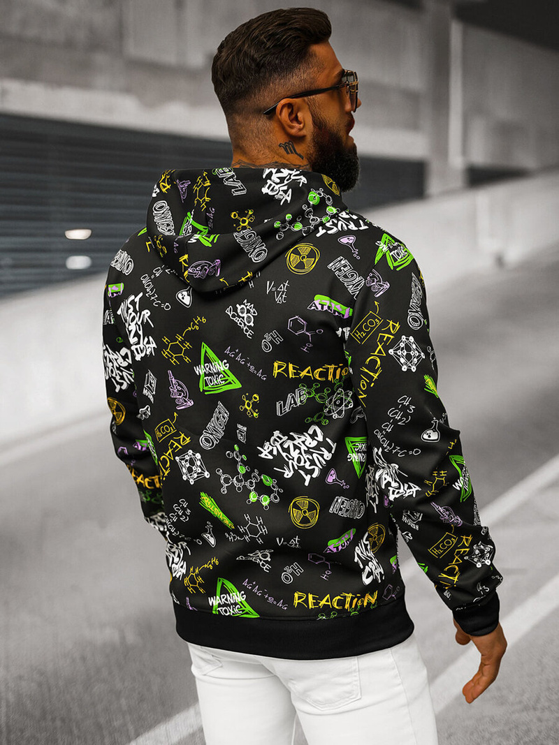 Férfi kapucnis pulóver fekete OZONEE JS/8B1186/3